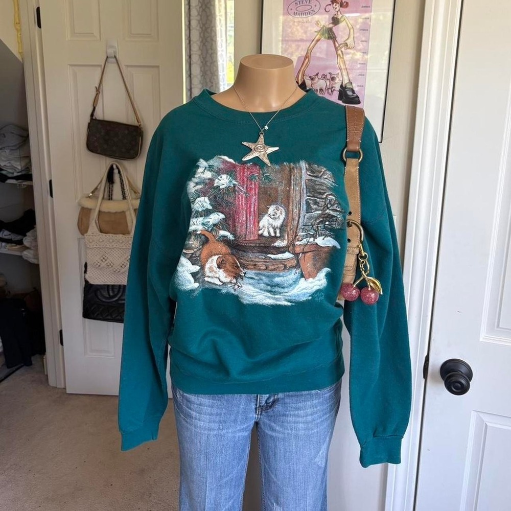 vintage y2k northern reflections winter animal sweatshirt cottagecore